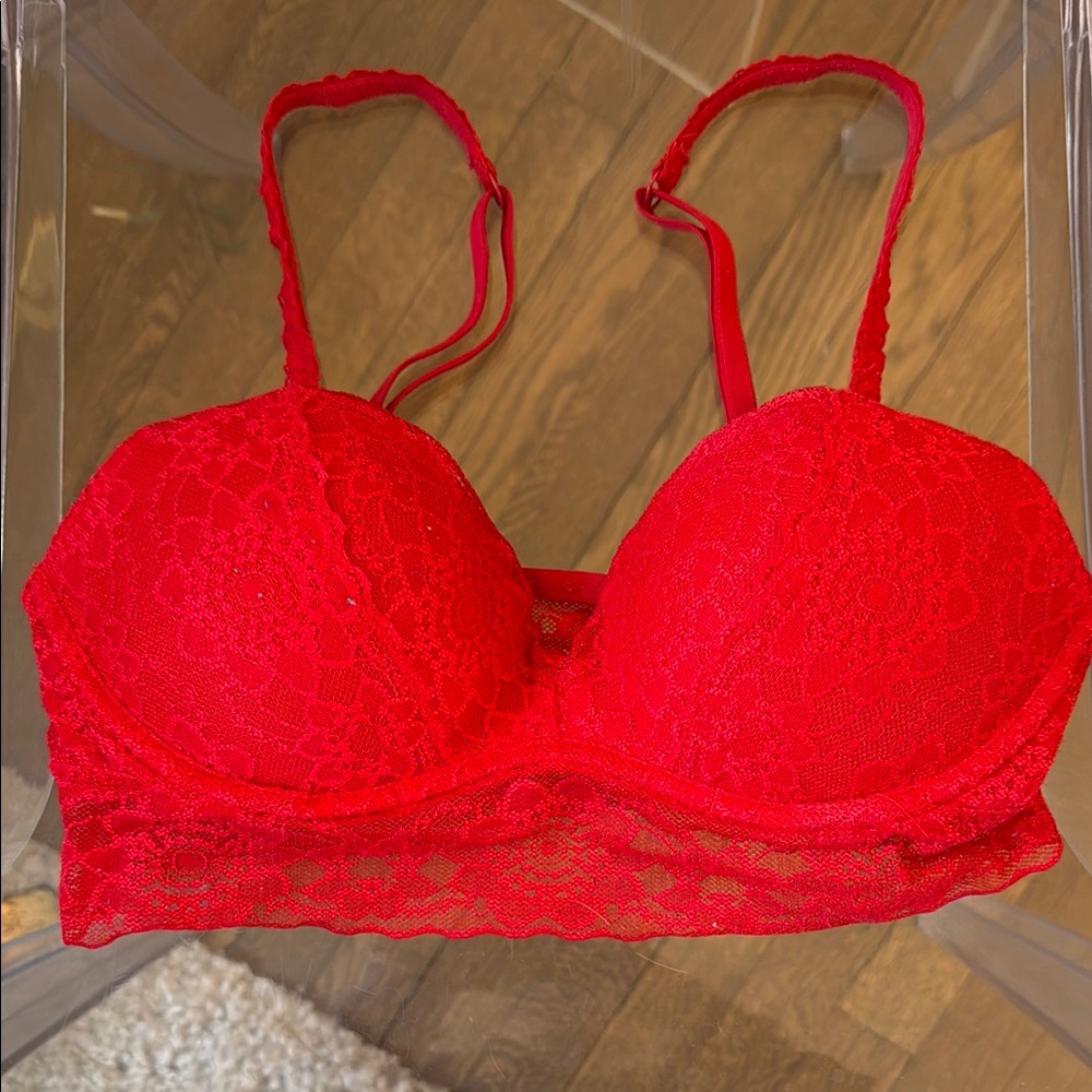 Victoria's Secret Pink Red Lace Padded Bralette